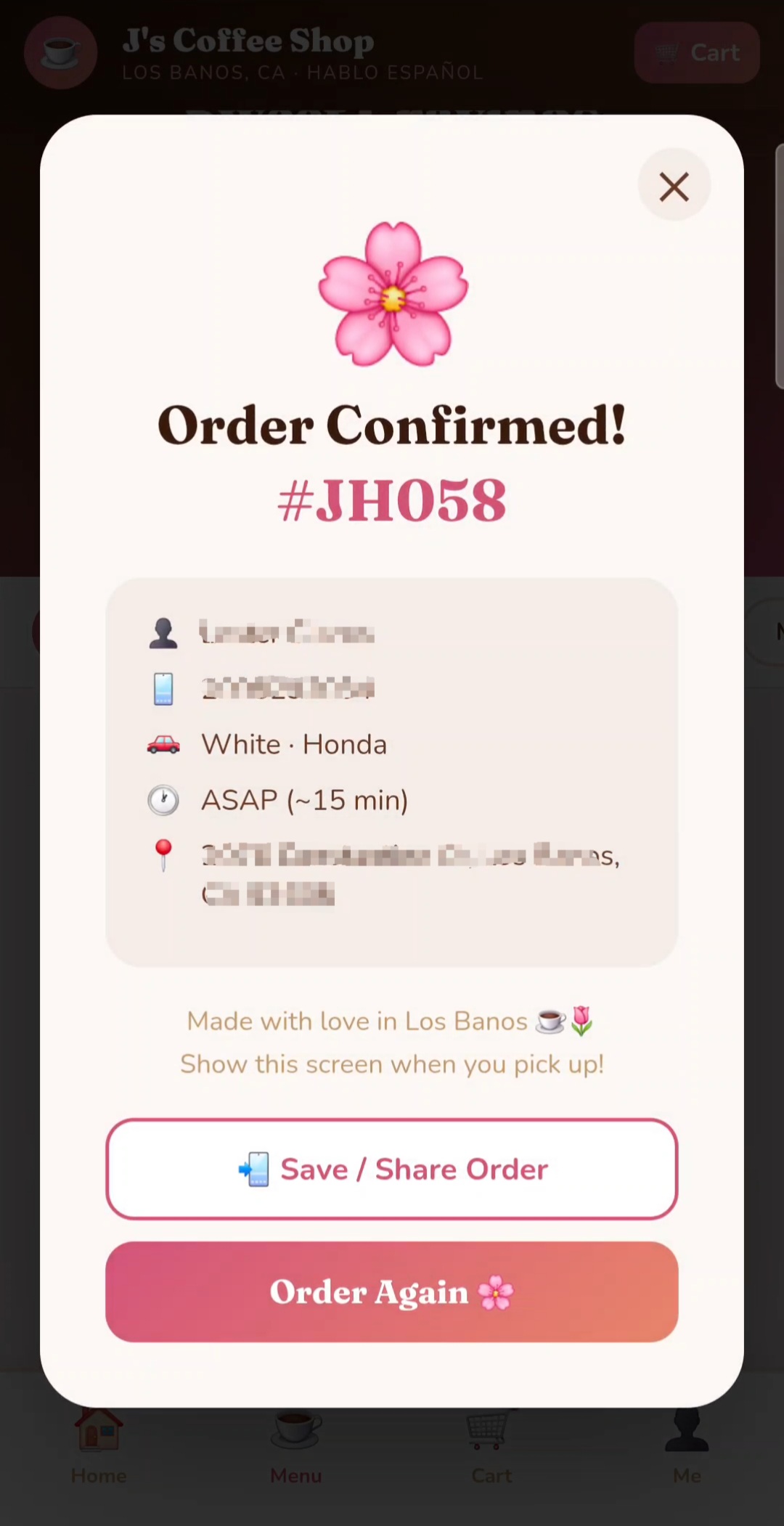 Order confirmed