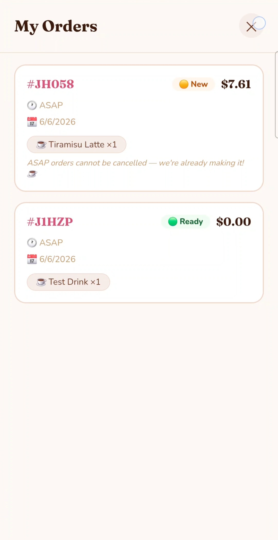 My orders